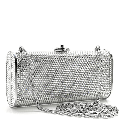 Judith Leiber Swarovski Crystal Minaudiere Clutch Silver 3 of 12