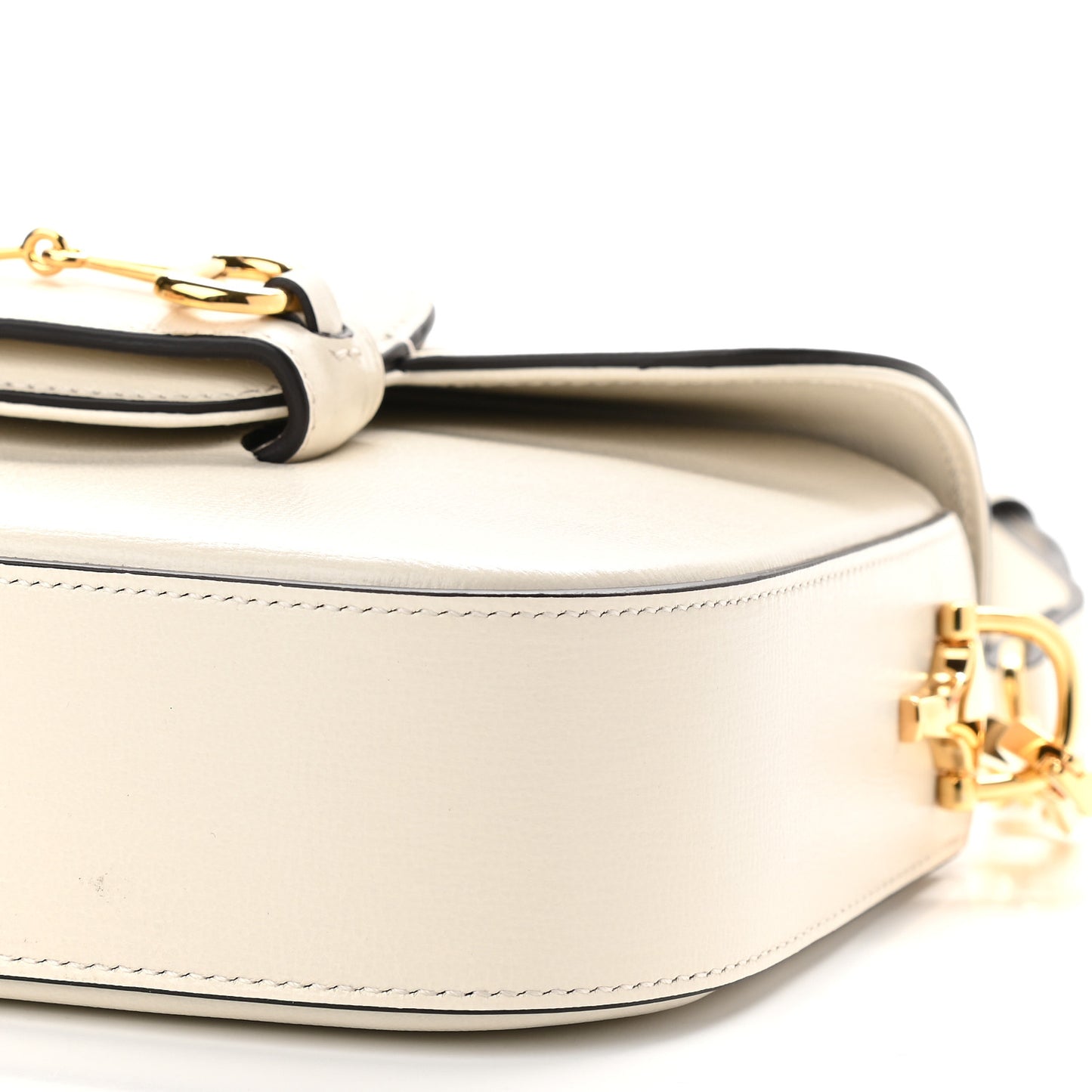 Azalea Calfskin Web Mini Horsebit 1955 Shoulder Bag Mystic White