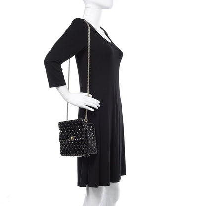 Valentino Garavani Patent Medium Rockstud Spike Shoulder Bag Black 2 of 10