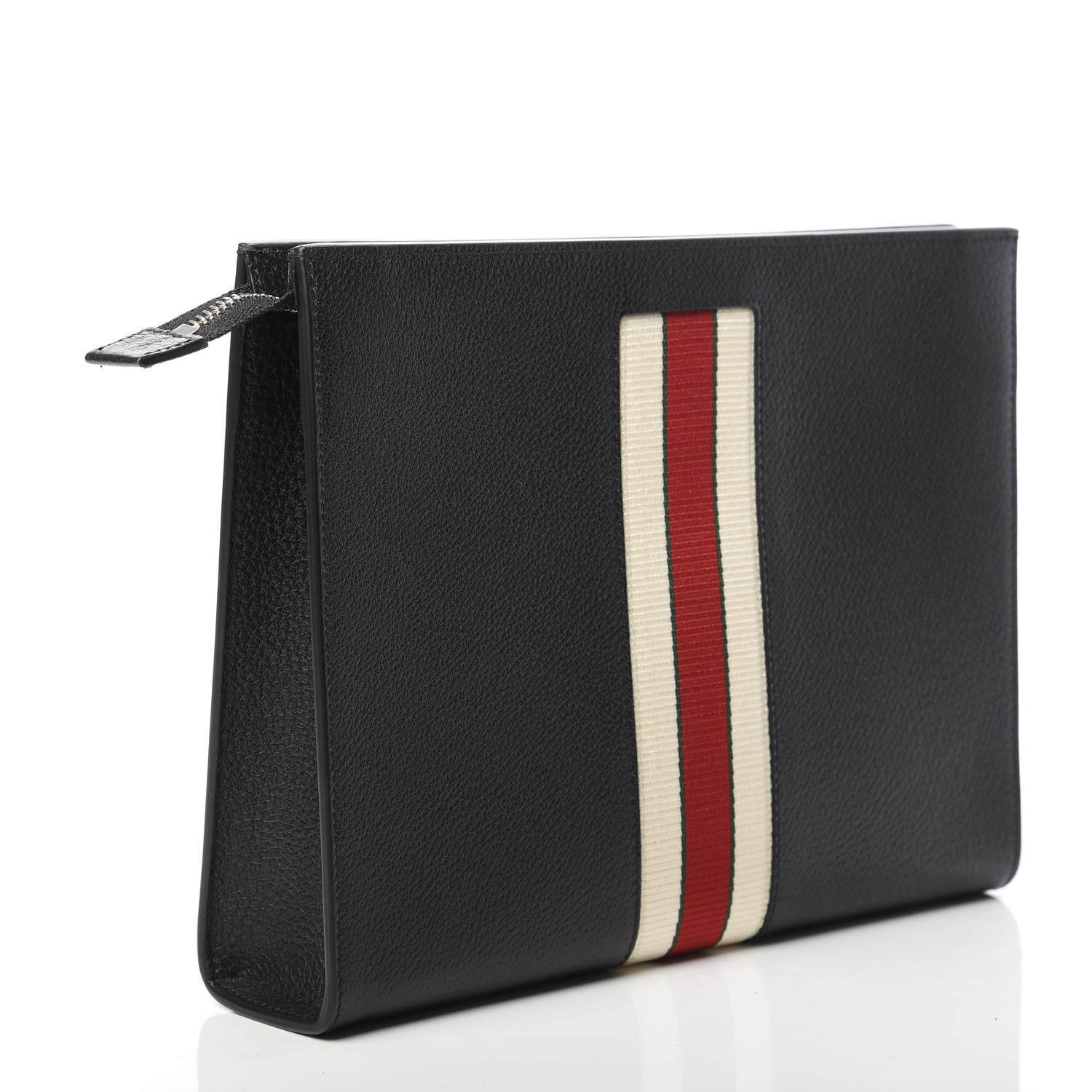 Gucci Textured Dollar Calfskin Nylon Gucci Stripe New Web Cosmetic Case Black Ecru Verde Rosso 3 of 8