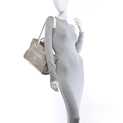 Chanel Mixed Fibers Calfskin Small Deauville Tote Grey 2 of 11
