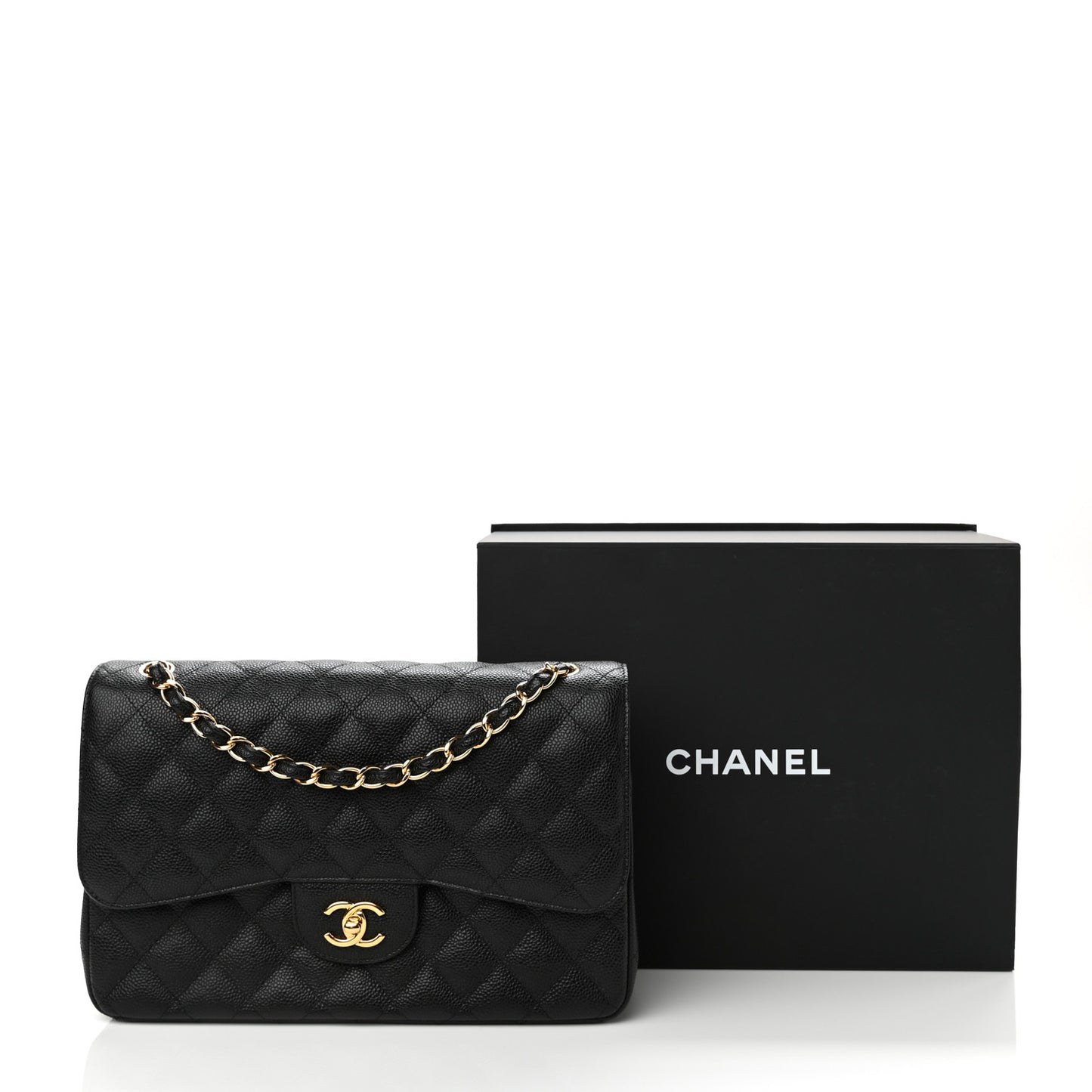 Caviar Quilted Jumbo Double Flap Black