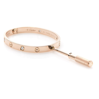 Cartier 18K Pink Gold 4 Diamond LOVE Bracelet 16 4 of 6