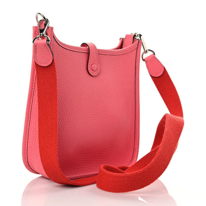 Hermes Taurillon Clemence Amazone Evelyne TPM Rose Azalee Rouge Pivoine 3 of 10