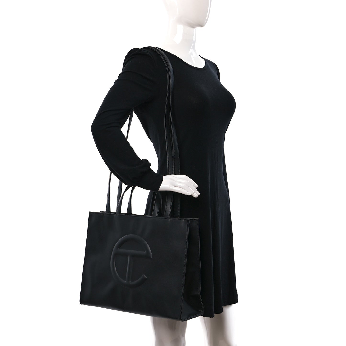 Vegan Leather Medium Shopping Bag Black