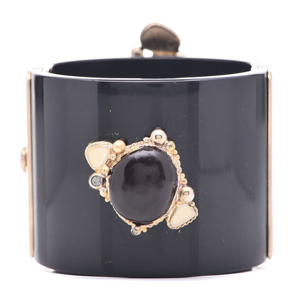 Chanel Resin Crystal Cabochon Cuff Black 4 of 5