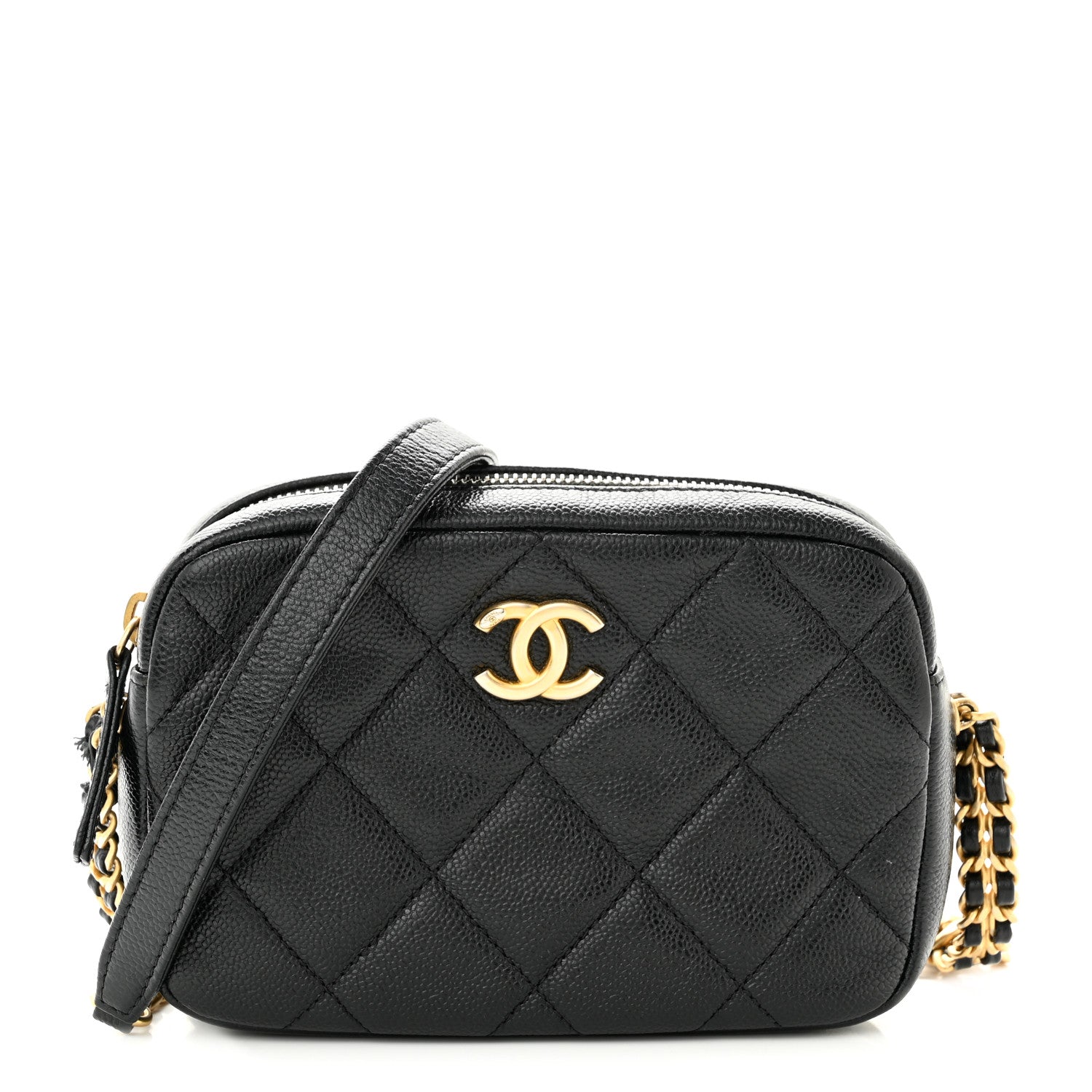 Chanel Shiny Caviar Quilted Chain Melody Camera Bag Black 1 of 11