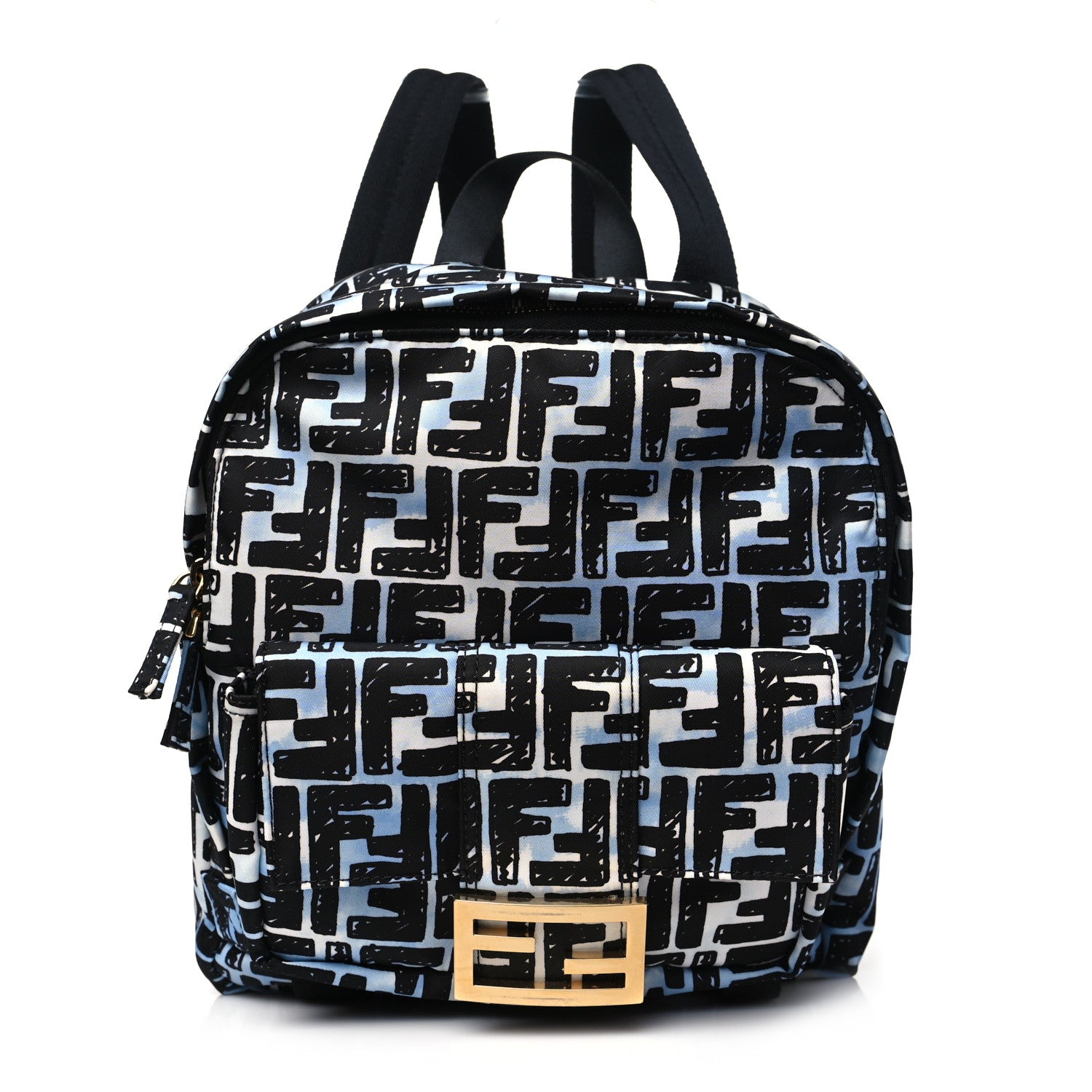 Fendi X JOSHUA VIDES Nylon FF Cloudy Pocket Backpack White Celeste Black 1 of 9