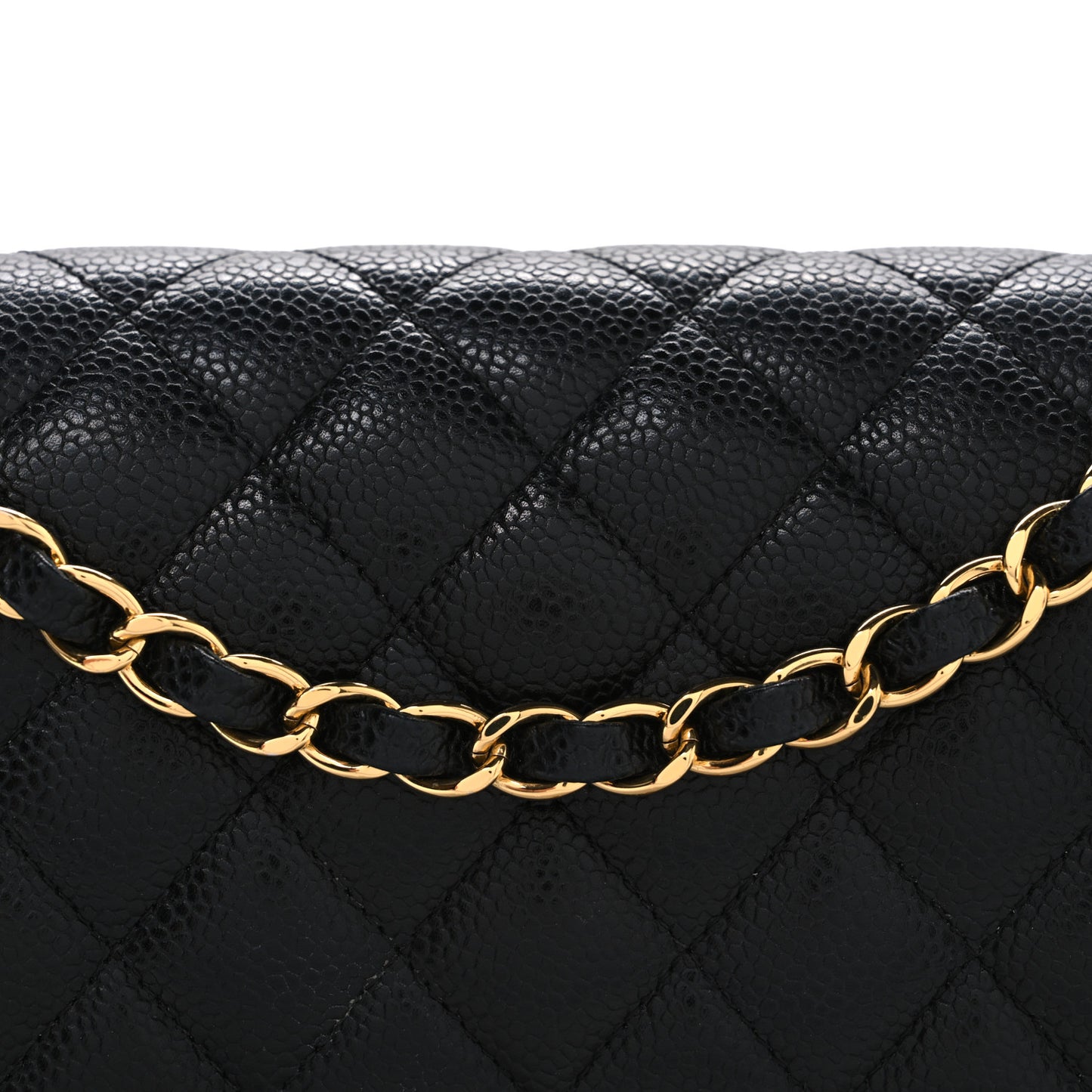 Caviar Quilted Medium Double Flap Black