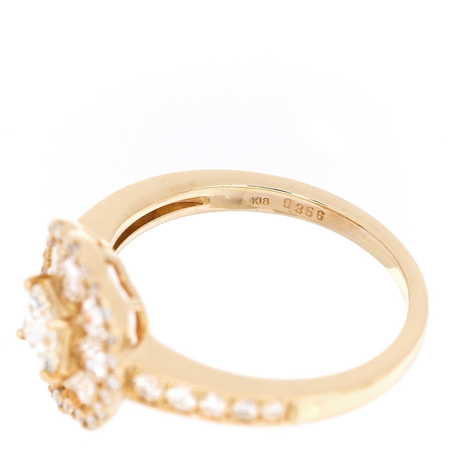 Parker & West by FASHIONPHILE 18K Yellow Gold Diamond 1.18ctw Flower Pave Halo Ring 53 6.5 9 of 10
