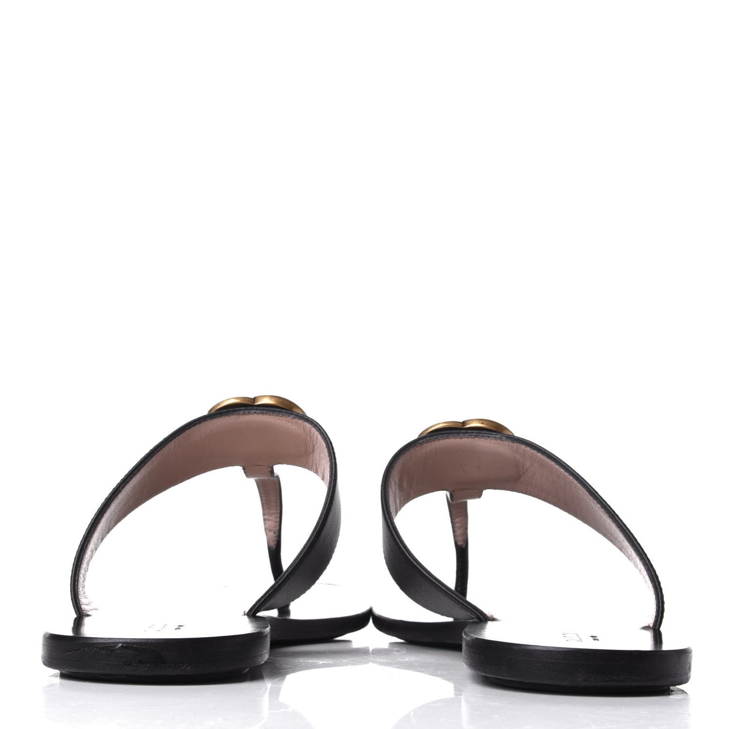 Calfskin GG Marmont Thong Sandals 38.5 Black