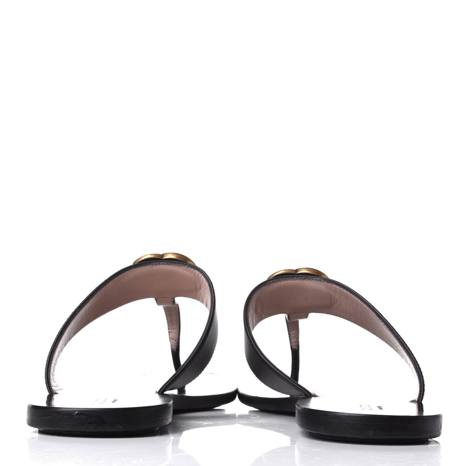 Gucci Calfskin GG Marmont Thong Sandals 38.5 Black 6 of 9