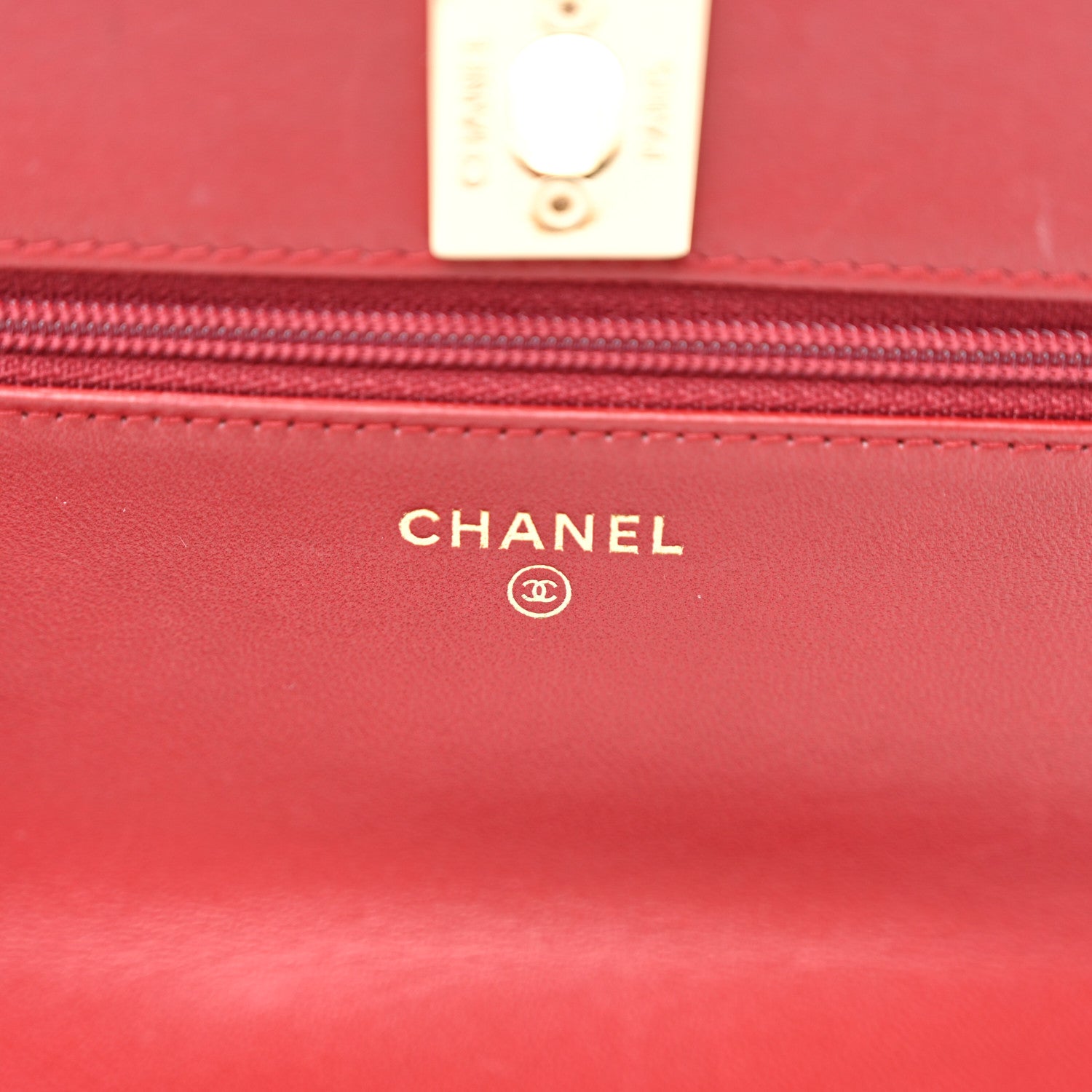 Chanel Lambskin Quilted Trendy CC Wallet On Chain WOC Red 6 of 12