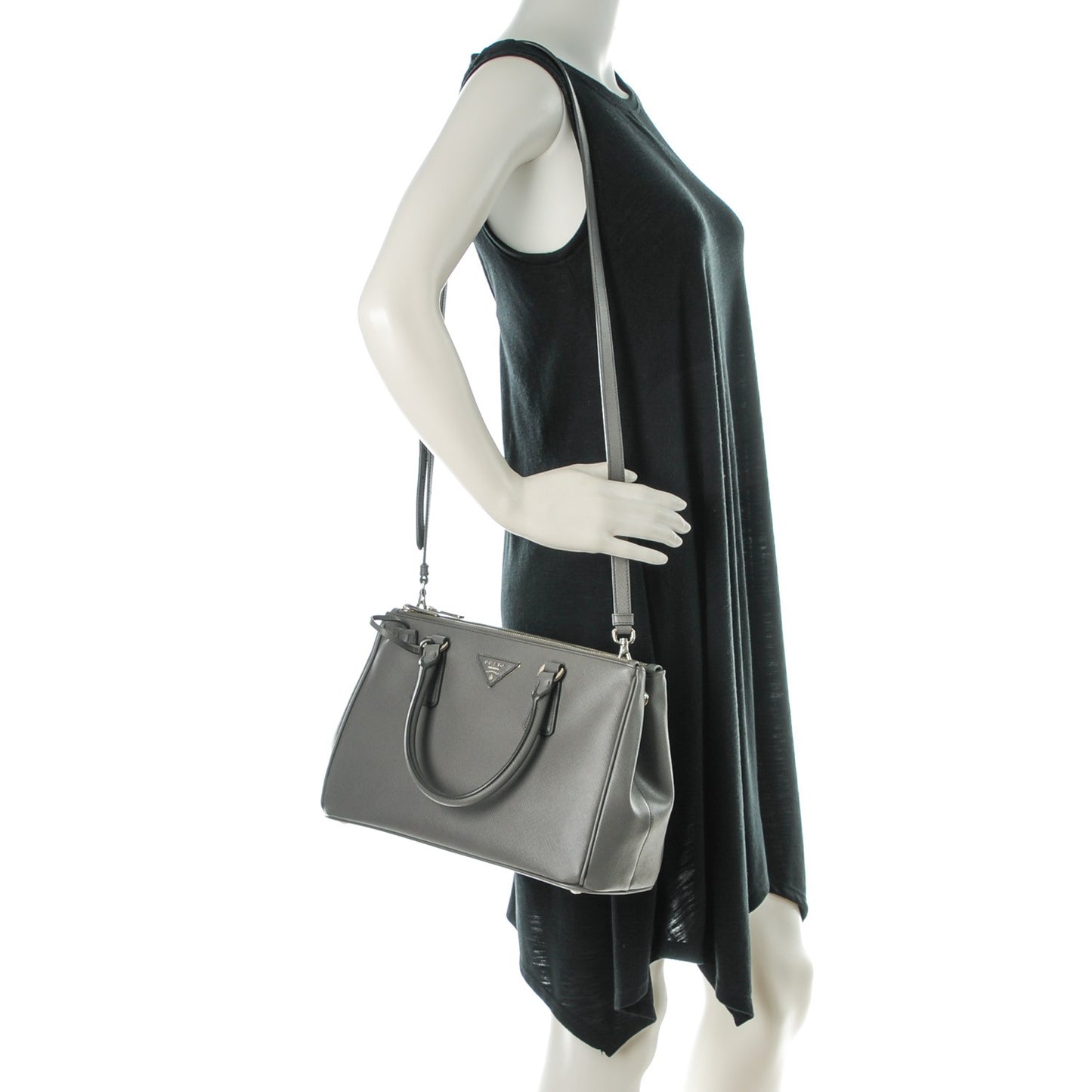 Saffiano Small Galleria Double Zip Tote Marmo