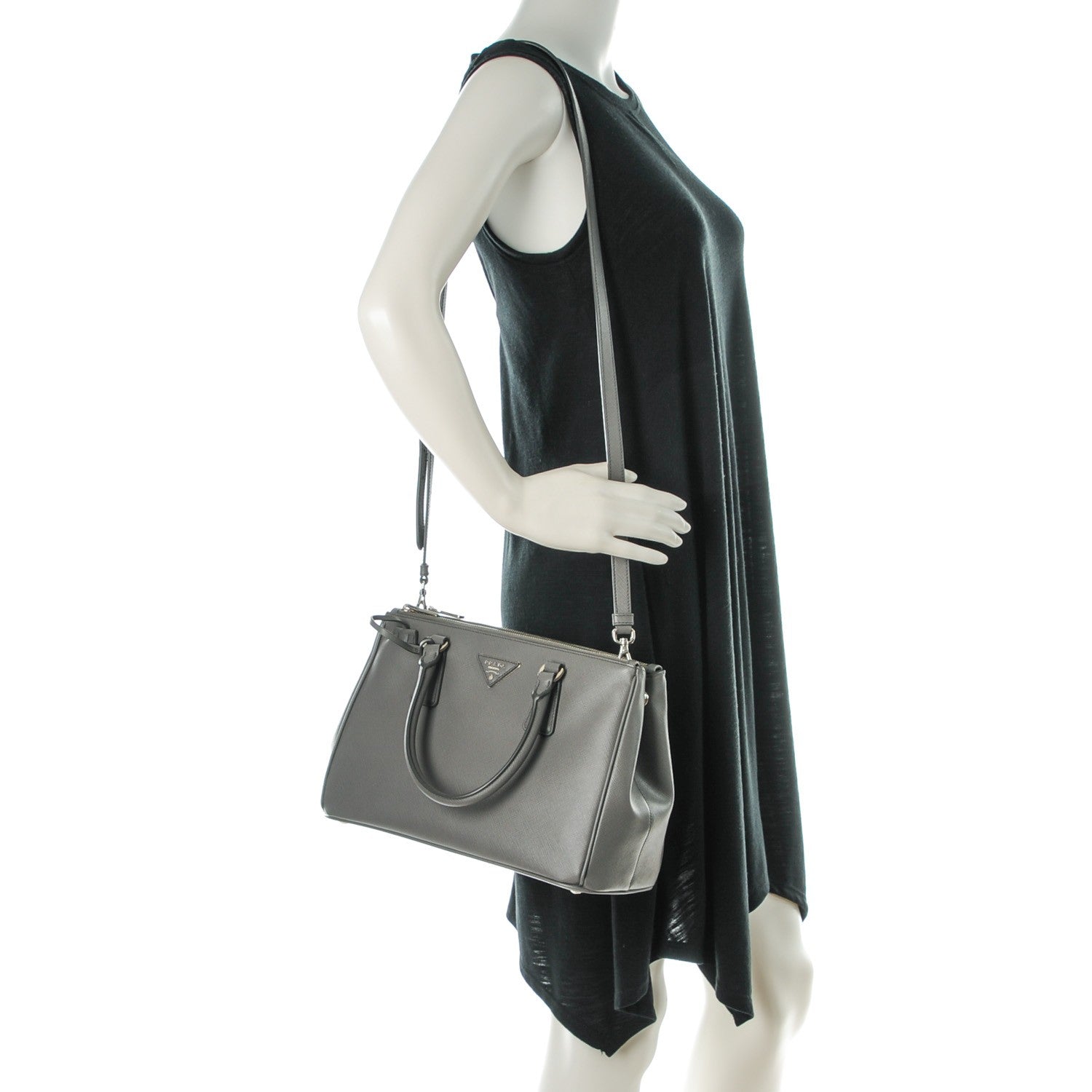 Prada Saffiano Small Galleria Double Zip Tote Marmo 2 of 9