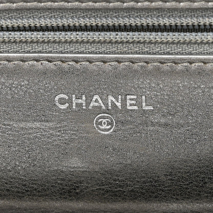 Chanel Metallic Calfskin Quilted Boy Wallet On Chain WOC Silver 6 of 11