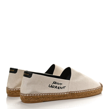 Saint Laurent Canvas Nappa Elba Light Logo Embroidered Espadrilles 41 Panna 4 of 10