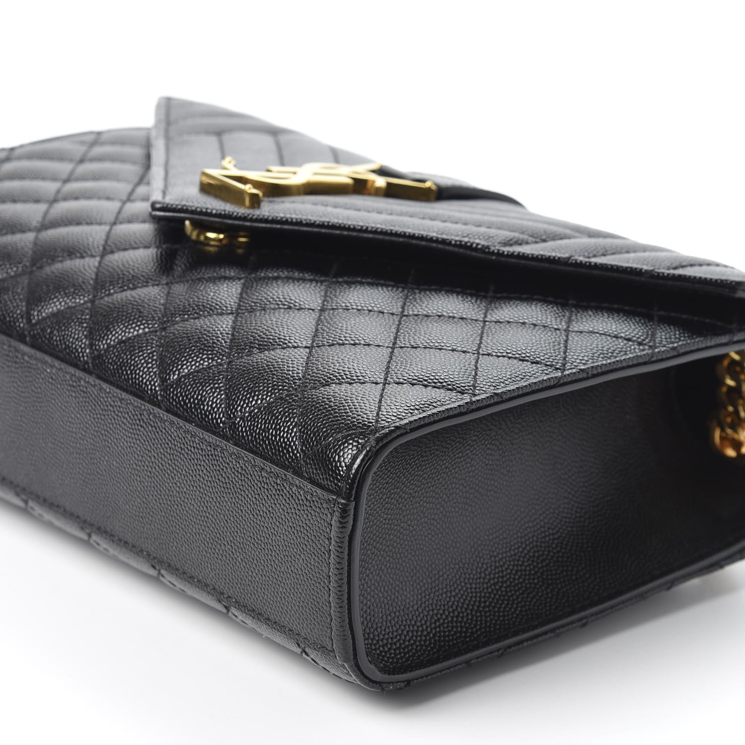 Saint Laurent Grain De Poudre Textured Mixed Matelasse Triquilt Medium Monogram Satchel Black 6 of 9
