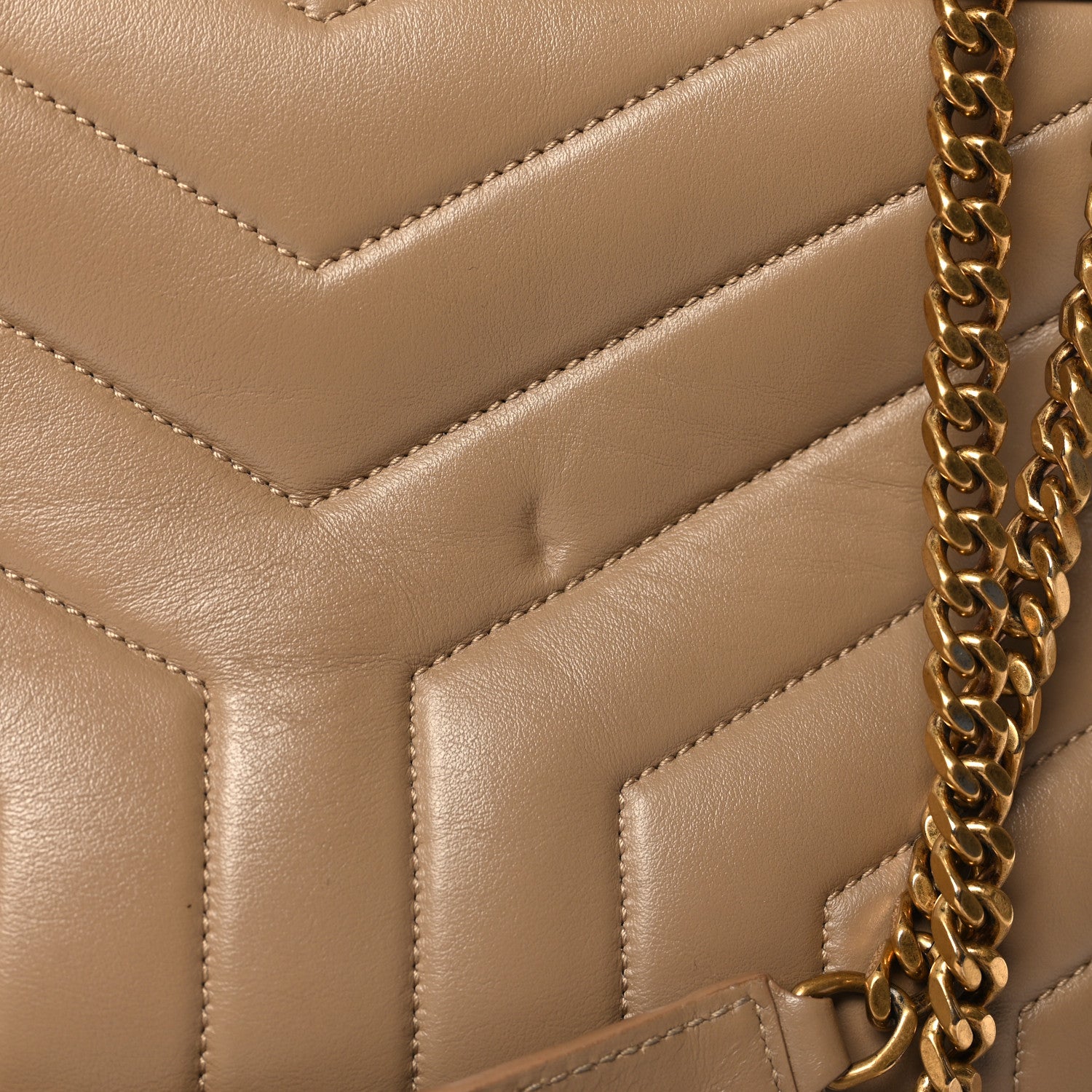Saint Laurent Calfskin Y Quilted Monogram Medium Loulou Chain Satchel Dark Latte 11 of 11