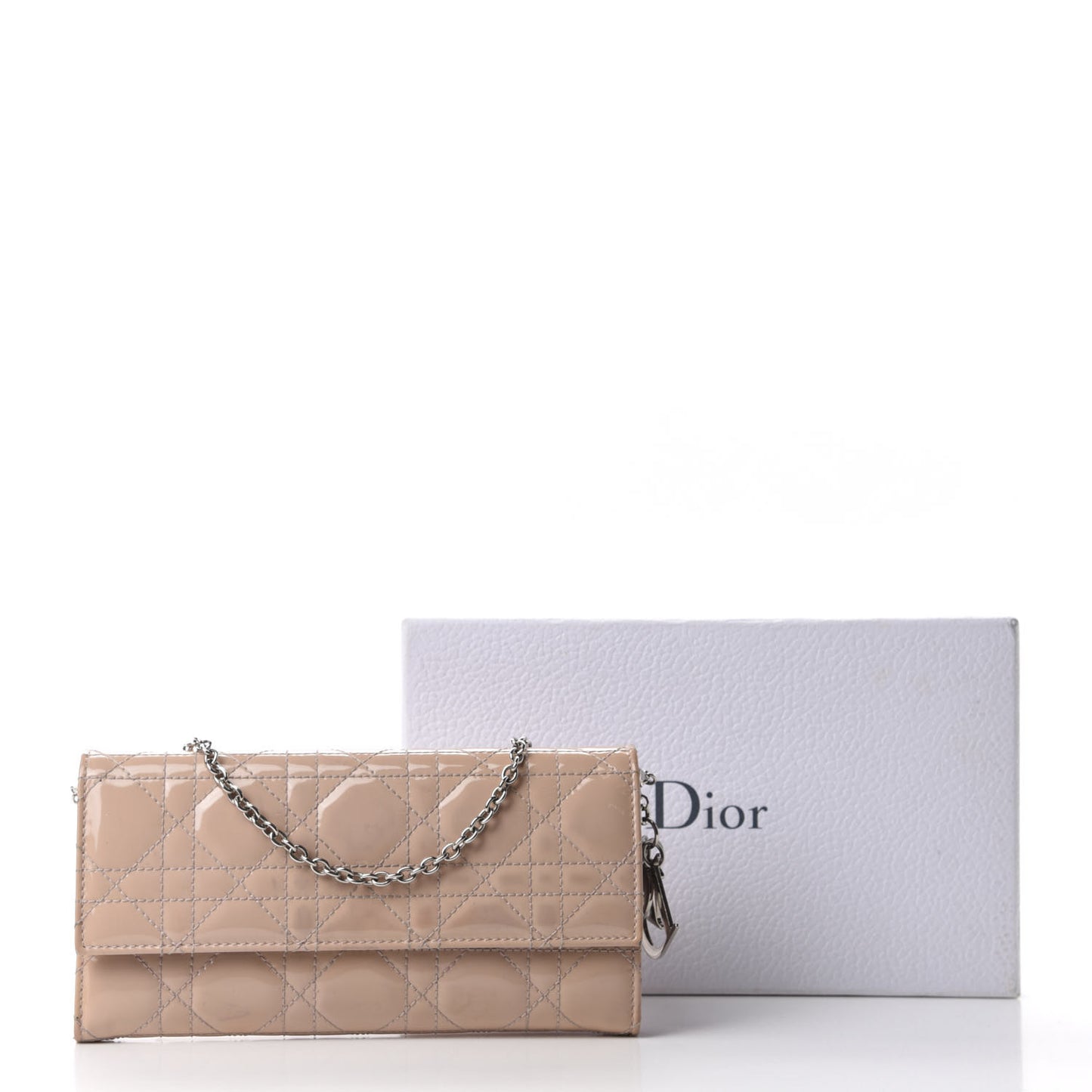 Patent Cannage Rendezvous Chain Wallet Beige