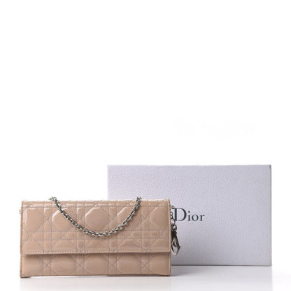 Christian Dior Patent Cannage Rendezvous Chain Wallet Beige 14 of 14