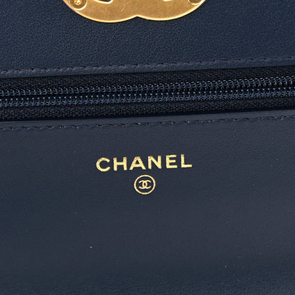Chanel Tweed Quilted Chanel 19 Wallet On Chain WOC Blue White Navy Blue 6 of 12