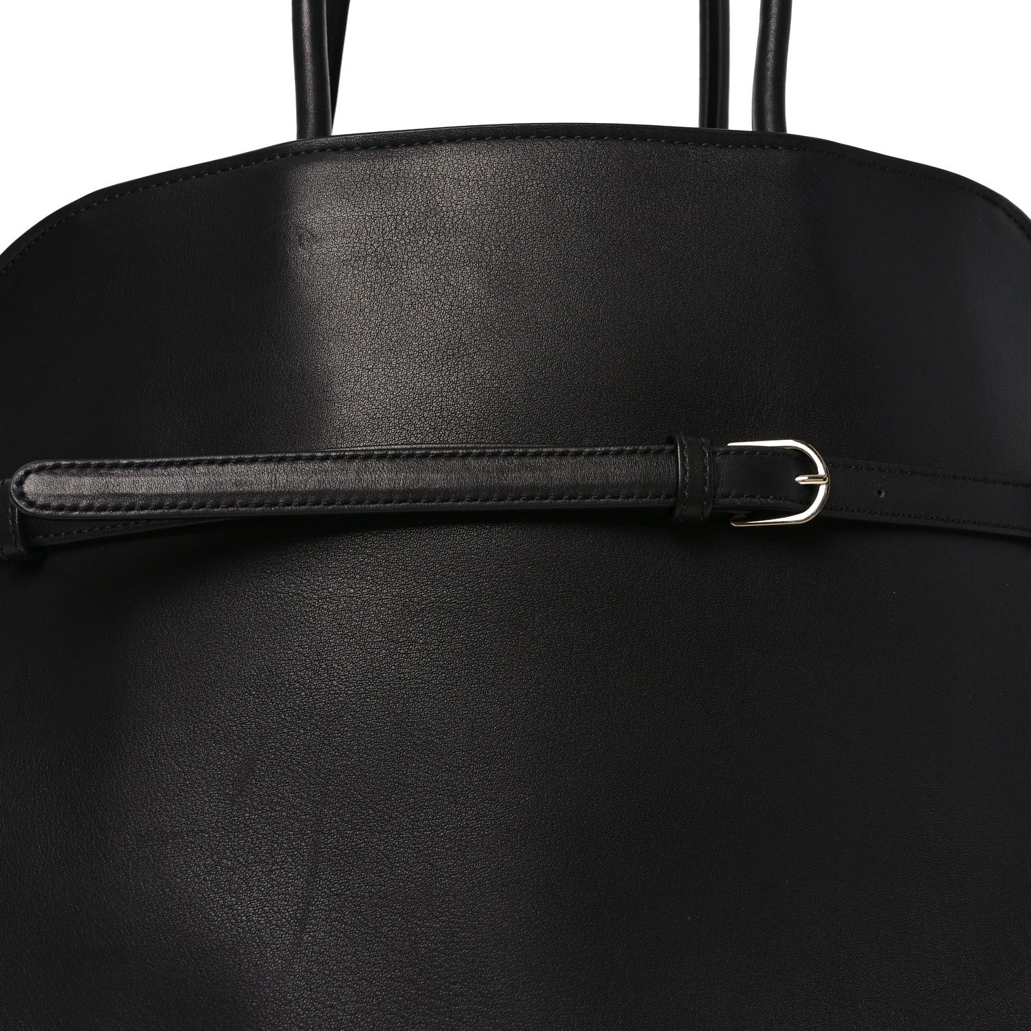 The Row Polished Saddle Calfskin Soft Margaux Belt 15 Black 7 of 9