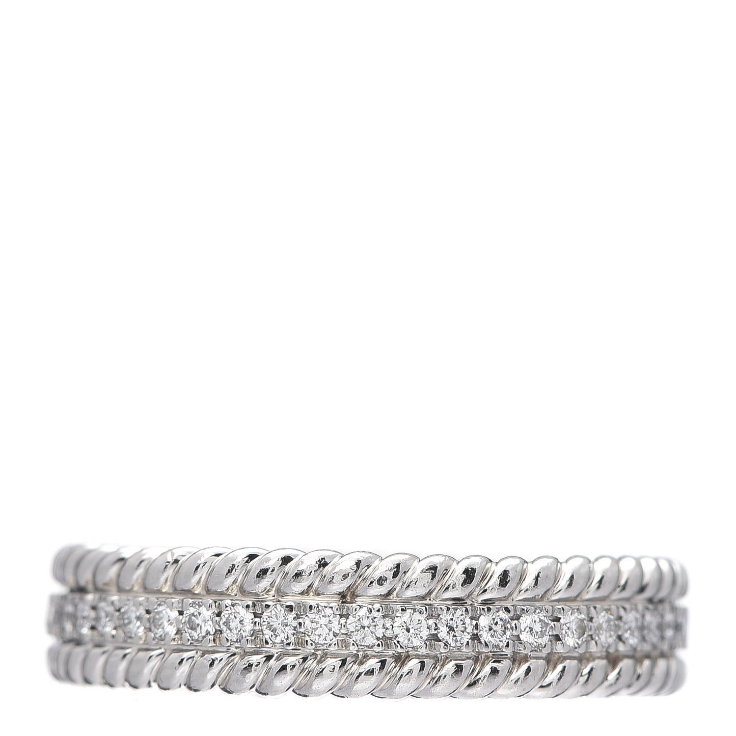 Platinum Diamond Schlumberger Rope Two-Row Ring 56 7.5