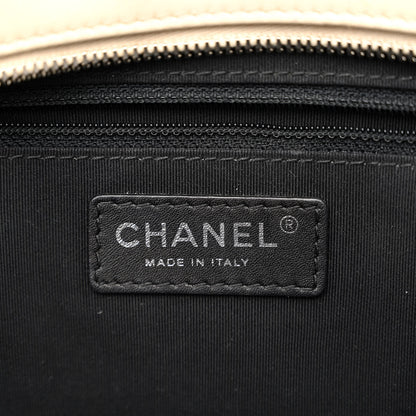 Chanel Calfskin Quilted Large Feather Weight Bowling Bag Black Ivory 10 of 26