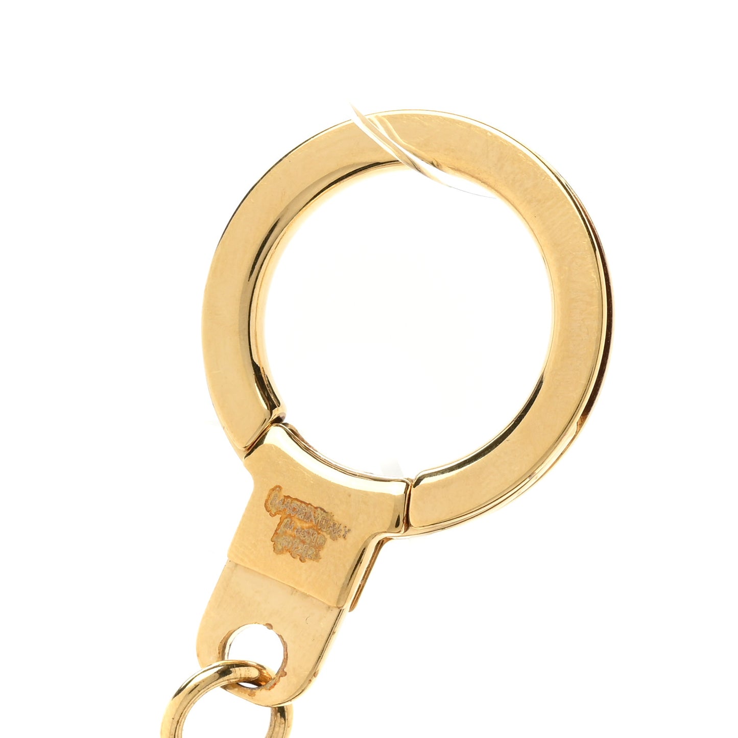 Brass Enamel Fleur De Monogram Bag Charm Chain Gold