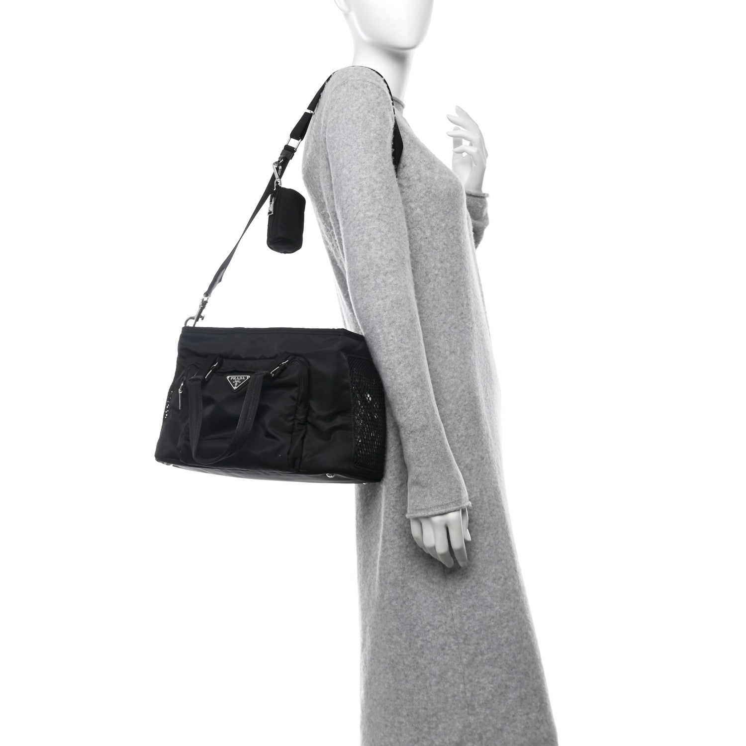 Prada Re-Nylon Saffiano Pet Bag Black 2 of 10