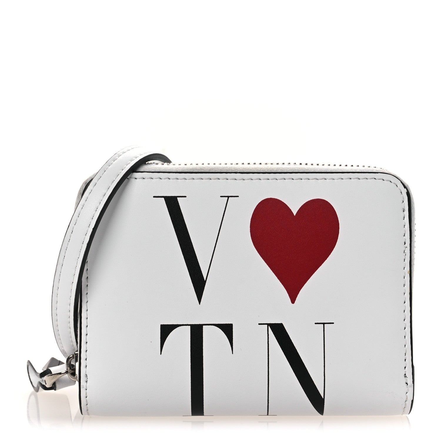 Valentino Garavani Calfskin VLTN Print Wallet Crossbody Bag White 1 of 10