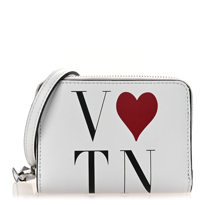 Valentino Garavani Calfskin VLTN Print Wallet Crossbody Bag White 1 of 10