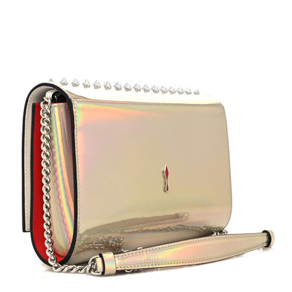 Christian Louboutin Metallic Patent Psychic Spikes Paloma Clutch Snow 3 of 11
