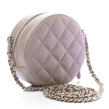 Chanel Iridescent Caviar Quilted Round Clutch With Chain Beige 3 of 11