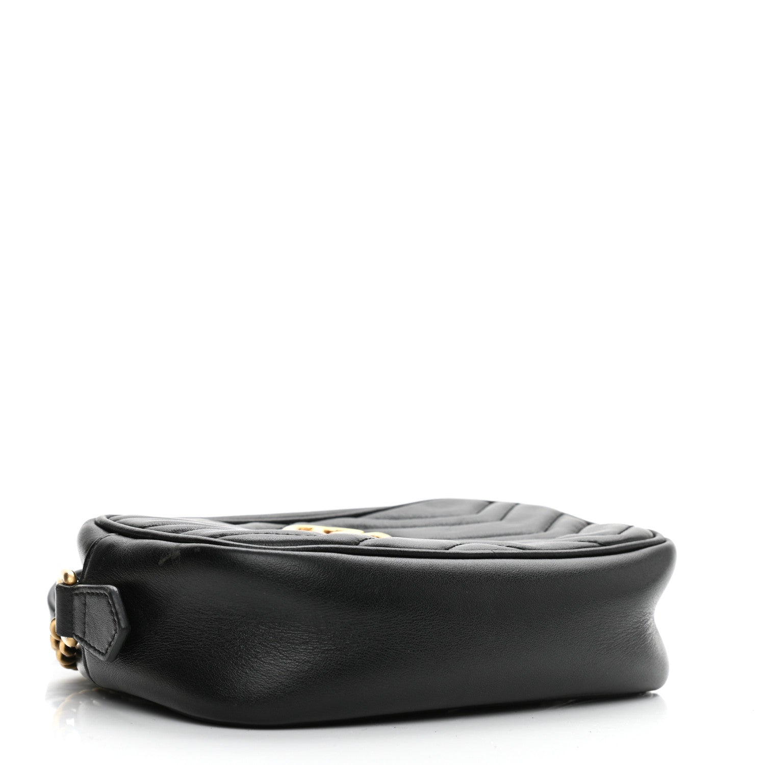 Gucci Calfskin Matelasse Mini GG Marmont Chain Shoulder Bag Black 4 of 13