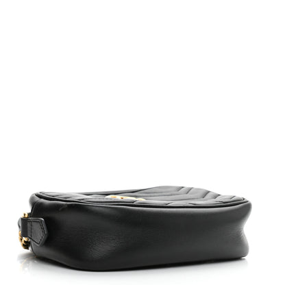 Gucci Calfskin Matelasse Mini GG Marmont Chain Shoulder Bag Black 4 of 13