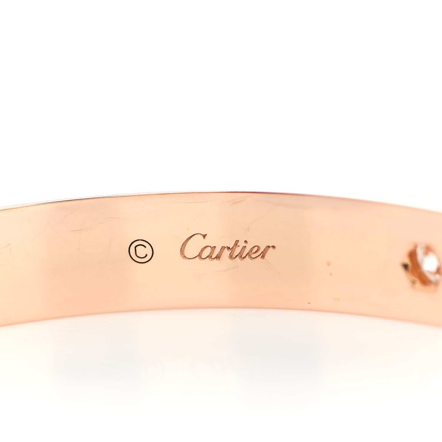 Cartier 18K Pink Gold 4 Diamond LOVE Bracelet 17 3 of 7