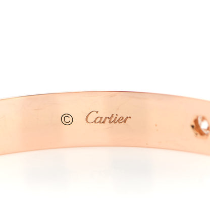Cartier 18K Pink Gold 4 Diamond LOVE Bracelet 17 3 of 7