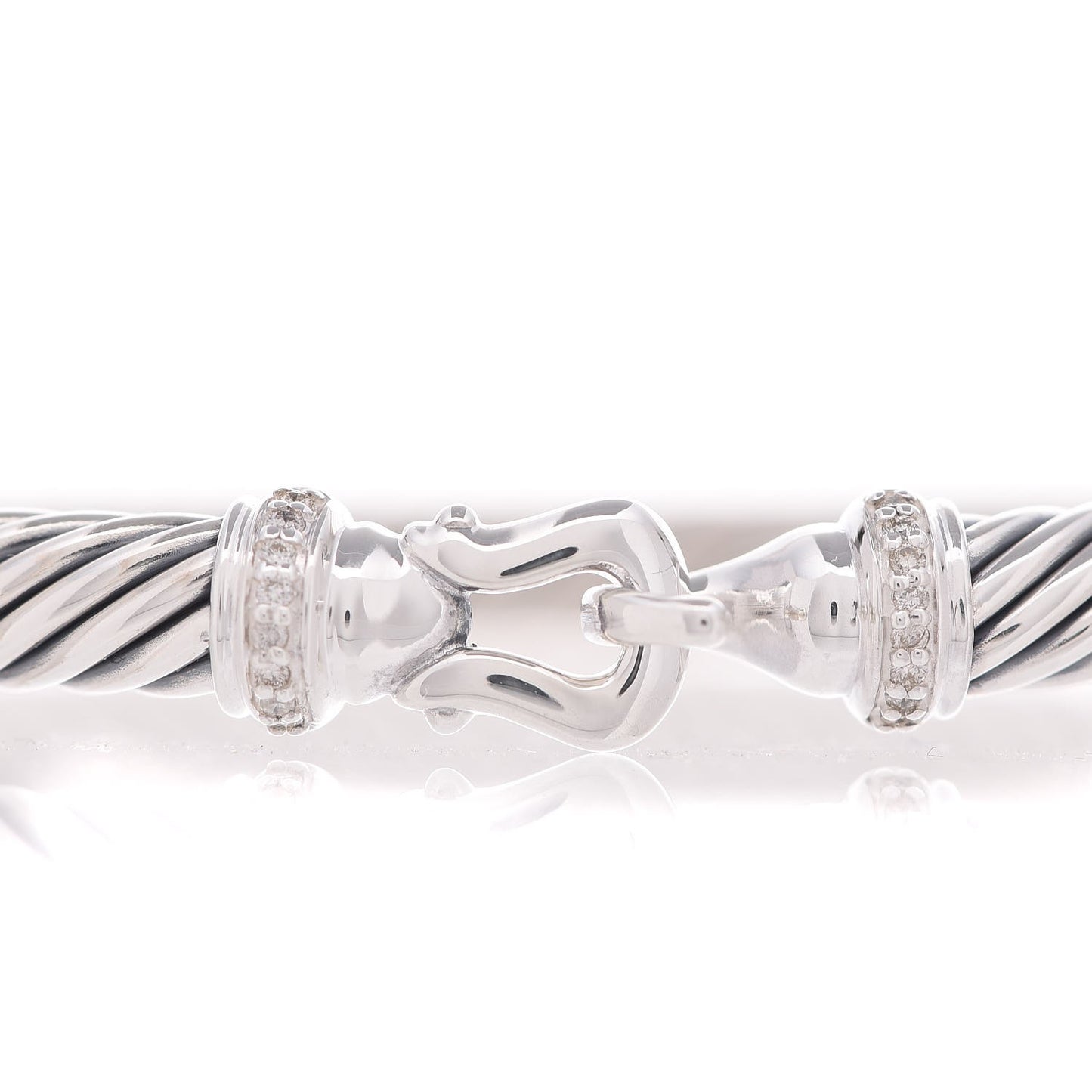Sterling Silver Diamond 5mm Cable Buckle Bracelet