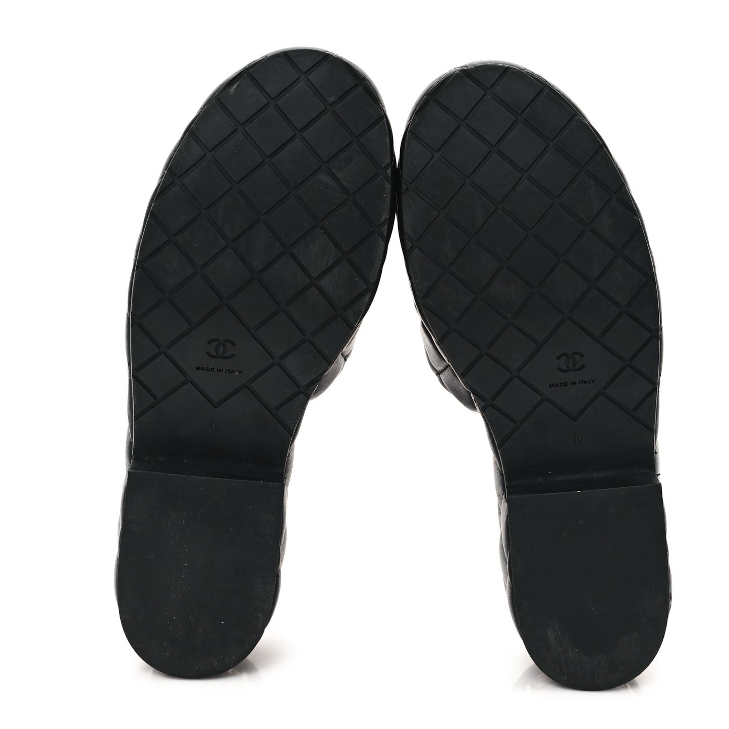Lambskin Quilted CC Mules Wedge Sandals 40 Black
