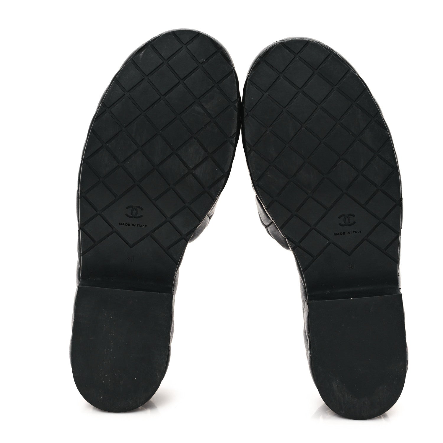Chanel Lambskin Quilted CC Mules Wedge Sandals 40 Black 6 of 9