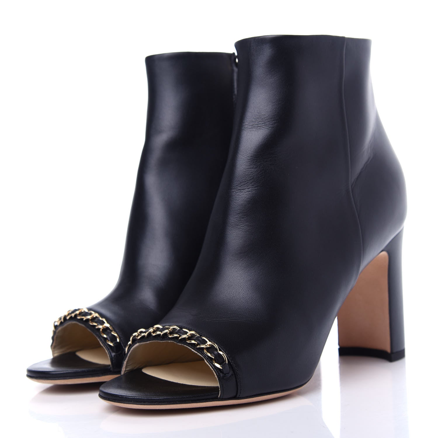 Chanel Lambskin CC Chain Short Boots 38 Black 3 of 11