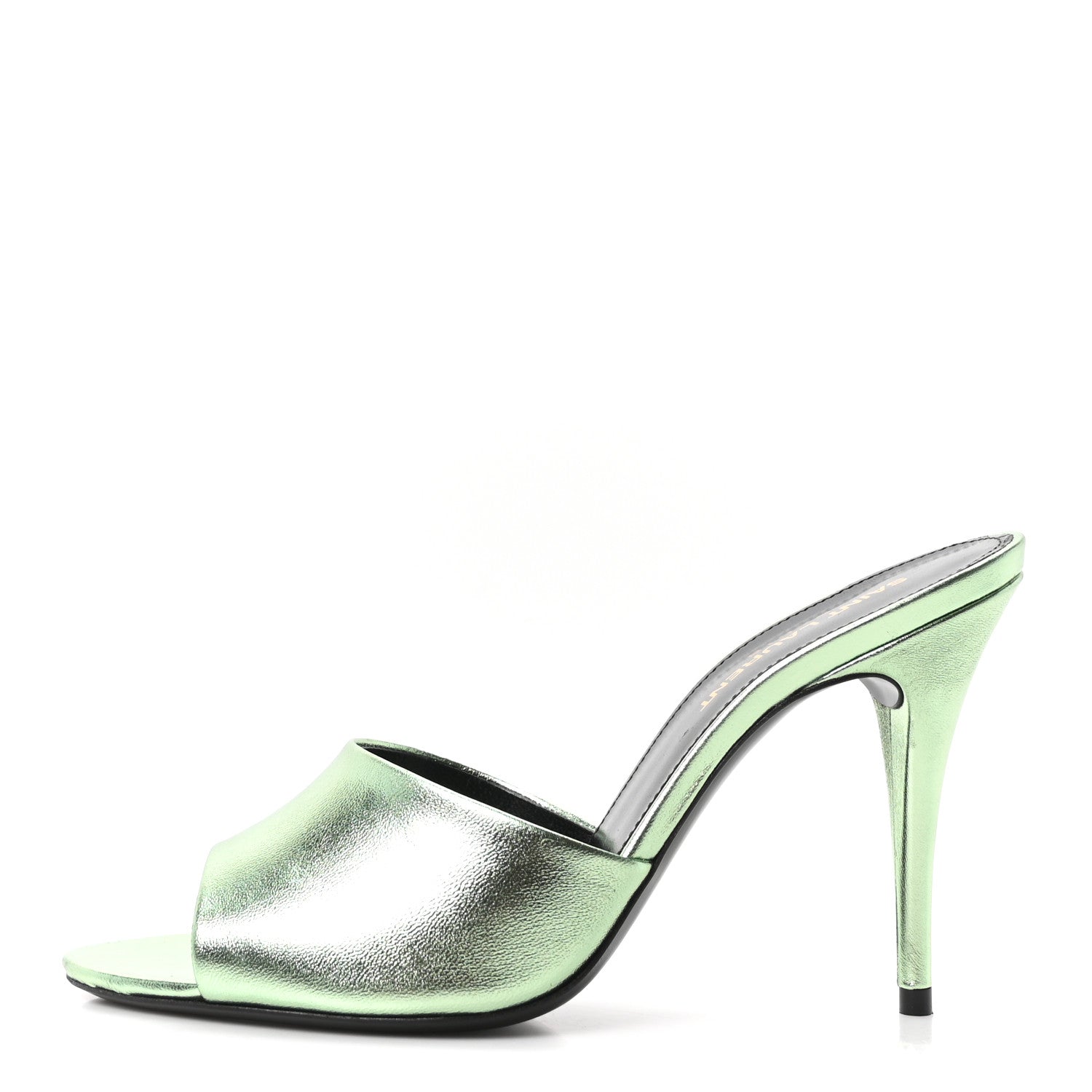 Saint Laurent Metallic Nappa La 16 Mule Sandals 37 Clorofilla 1 of 10