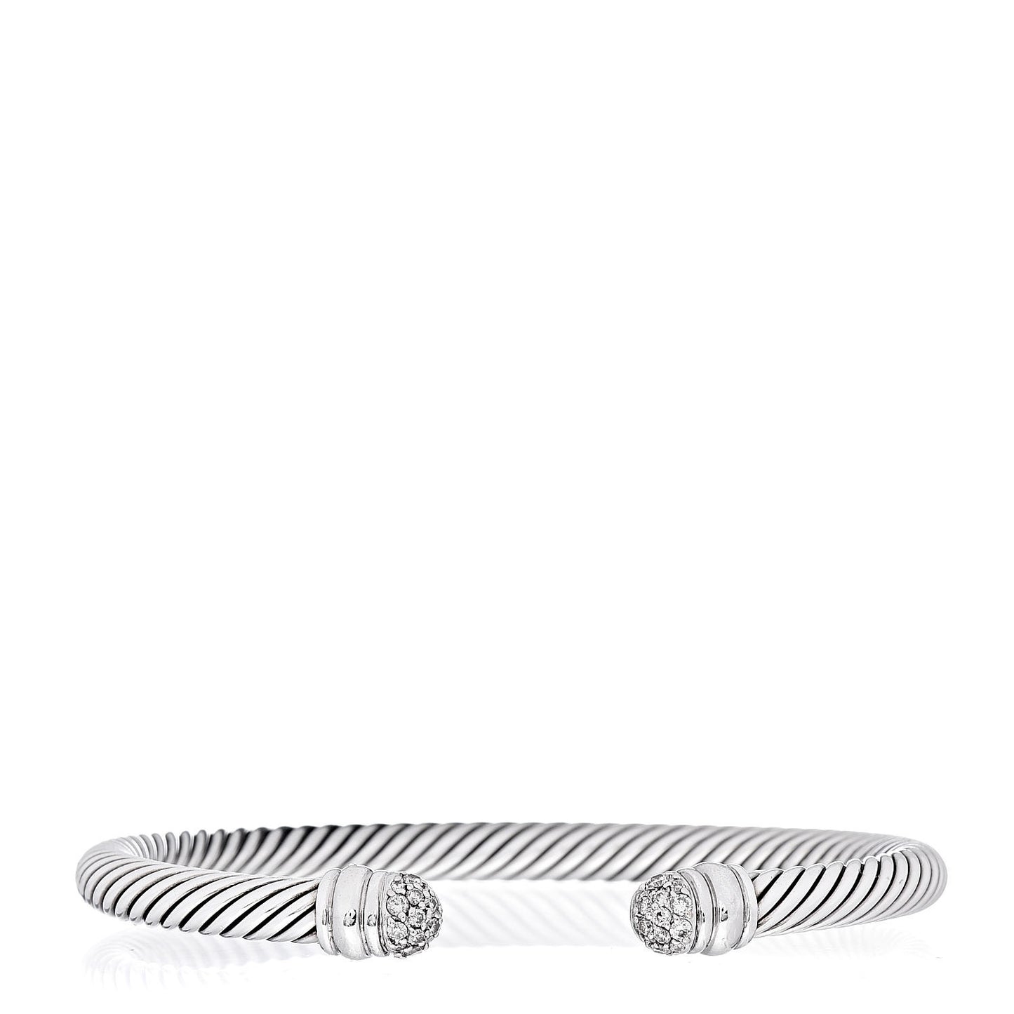 Sterling Silver 18K White Gold Diamond 5mm Cable Classics Bracelet