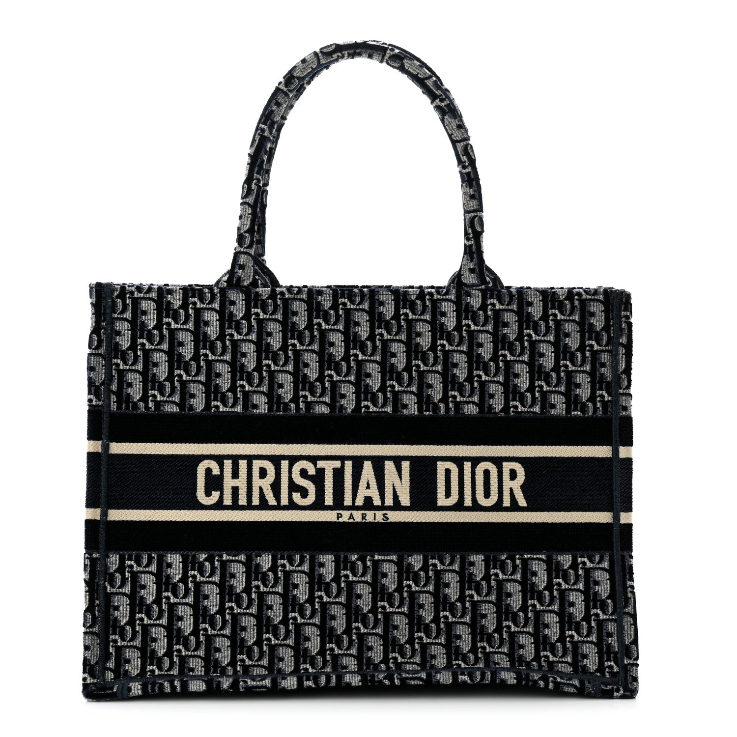 Christian Dior CHRISTIAN DIOR Oblique Velvet Medium Book Tote Blue Multicolor 1 of 12