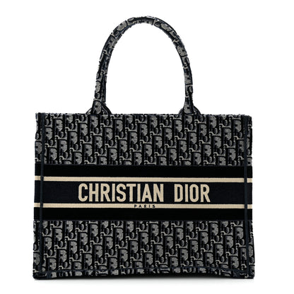 Christian Dior CHRISTIAN DIOR Oblique Velvet Medium Book Tote Blue Multicolor 1 of 12