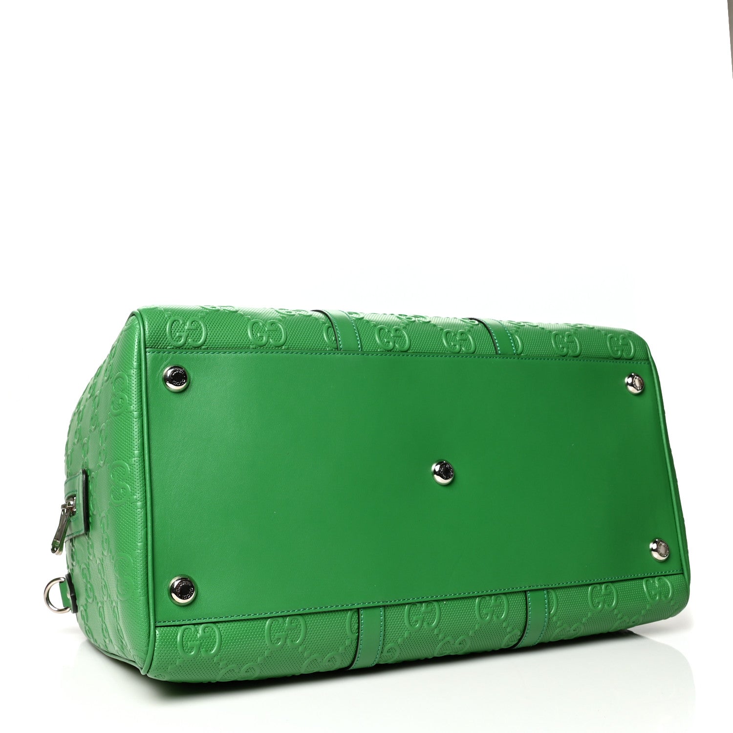 Gucci Calfskin GG Tennis Embossed Duffle Bag New Shamarock 3 of 12
