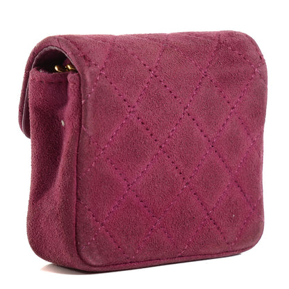 Chanel Suede Quilted Micro Flap Pink 3 of 8
