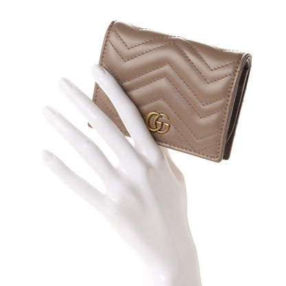 Gucci Calfskin Matelasse GG Marmont Card Case Wallet Porcelain Rose 2 of 8
